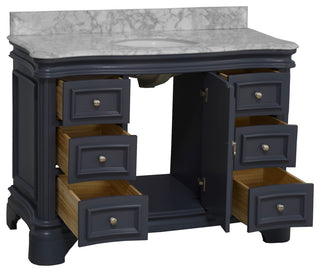 Katherine 48" Bath Vanity, Marine Gray, Carrara Marble