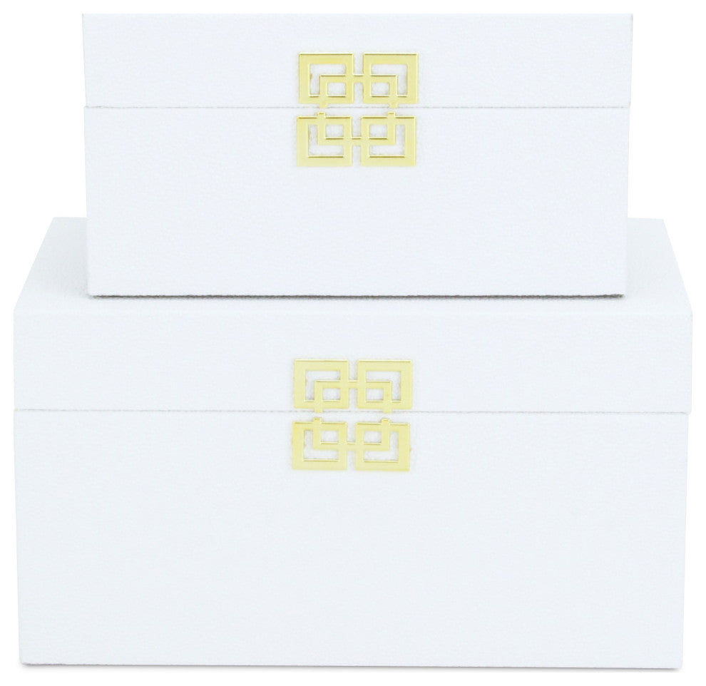 Midnight Charm Keepsake Boxes, Set of 2, White