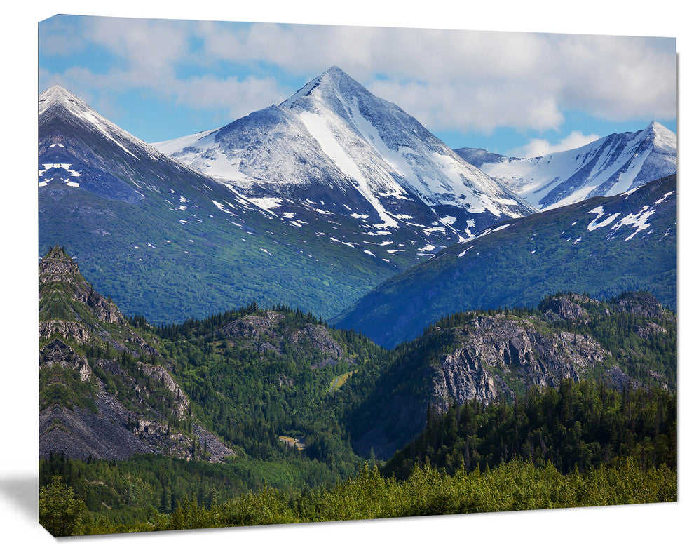 Frosty Mountains on Alaska, Landscape Canvas Art Print, 20"x12"