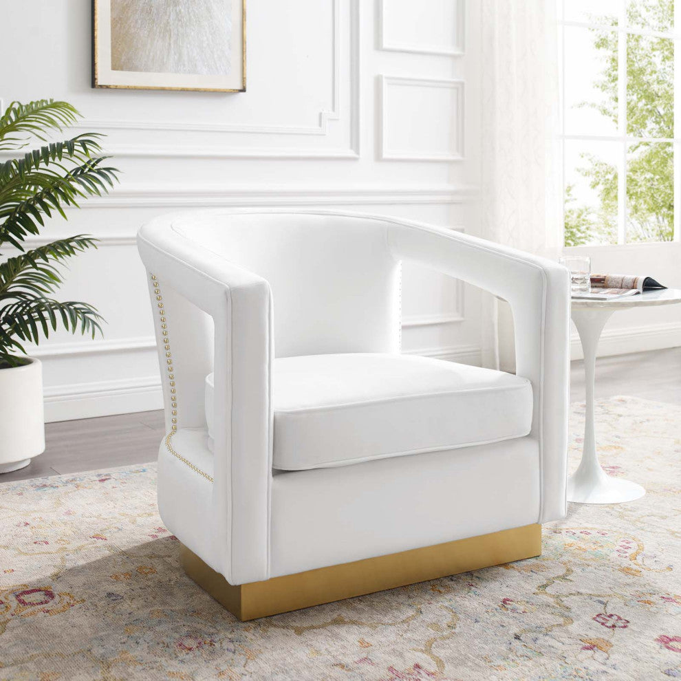 Frolick Performance Velvet Armchair White