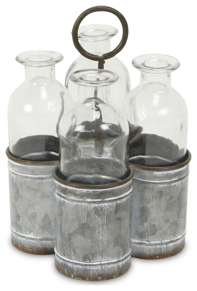 4 Slot Galvanized Metal Jar Holder