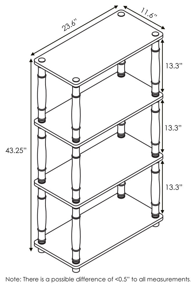 4-Tier Multipurpose Shelf Display Rack, Classic Tubes, Espresso/Black 18034EX/BK