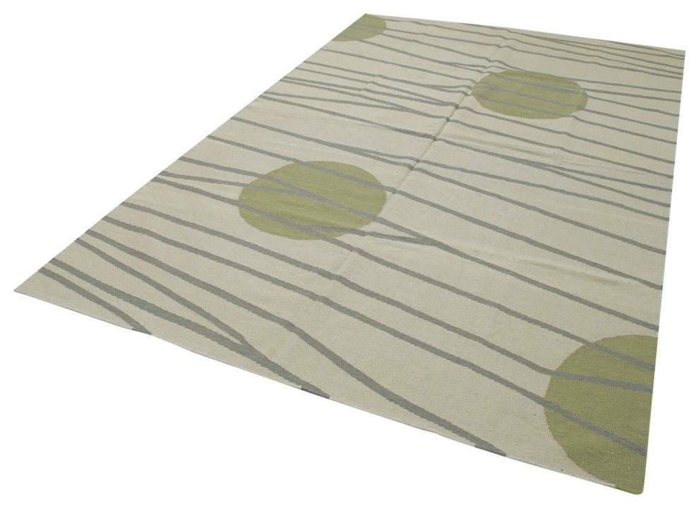 Rug N Carpet - Handmade Wool 6' 4'' x 9' 8'' Flatweave Dhurrie Kilim Rug