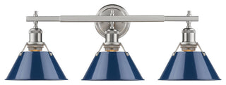 Golden Orwell 3 Light Bath Vanity, Pewter, Navy Blue Shade
