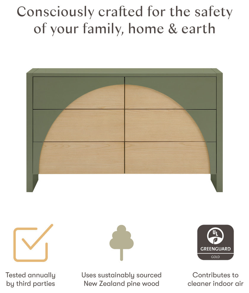 Moab 6-Drawer Assembled Dresser, Olive / Ash
