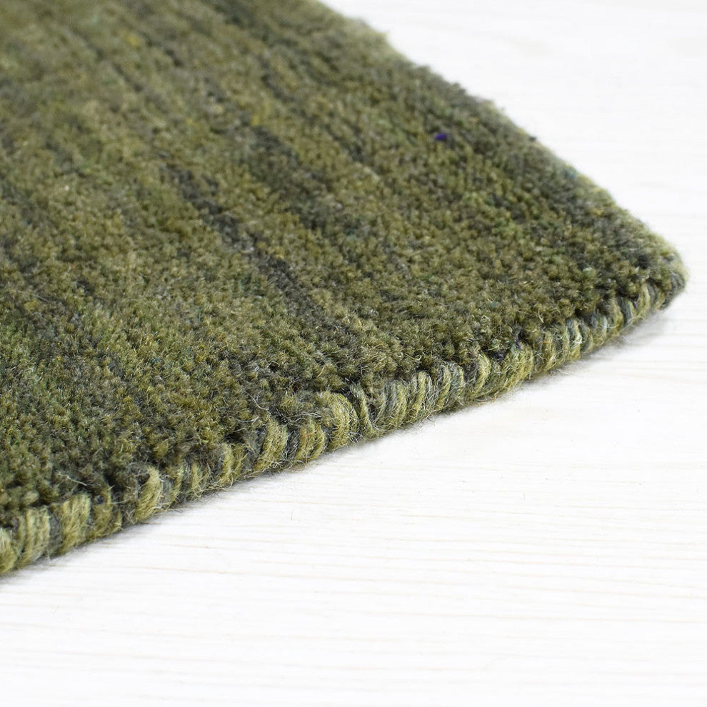 HAND KNOTTED LOOM WOOL ECO-FRIENDLY AREA RUGS - Rectangle, Green, Contemporary