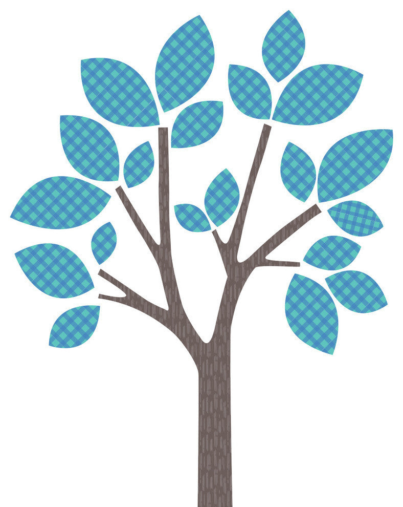 Modern Tree Fabric Wall Decals, Blue