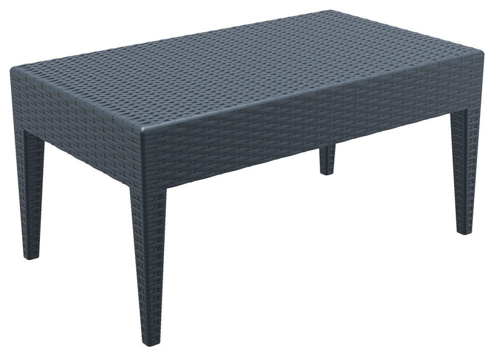 Miami 6-Piece Wickerlook Seating Set, Dark Gray With Acrylic Fabric Cushions