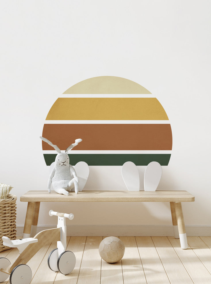 Retro Rising Sun Peel and Stick Vinyl Wall Sticker, Earthy, Small
