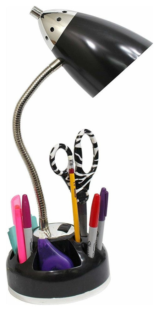Limelights Flossy Organizer Desk Lamp With Charging Outlet Lazy Susan Base Black