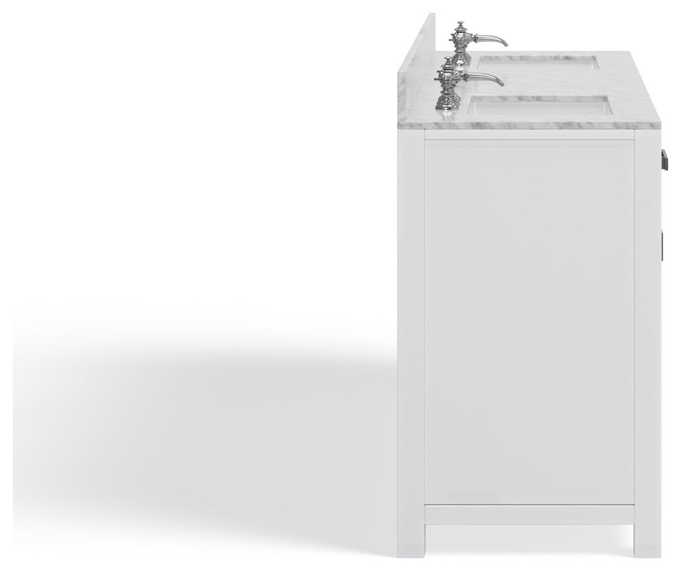 The Polaris Bathroom Vanity, Pure White, 72", Double Sink, Freestanding