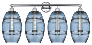 Edison-Vaz 4-Light 35" Bath Vanity Light, Polished Chrome, Princess Blue