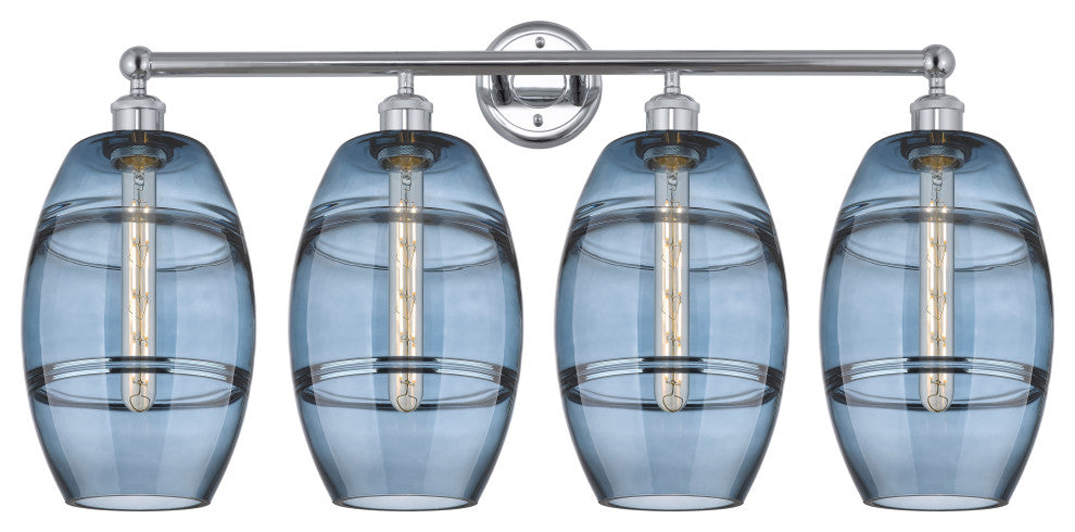 Edison-Vaz 4-Light 35" Bath Vanity Light, Polished Chrome, Princess Blue