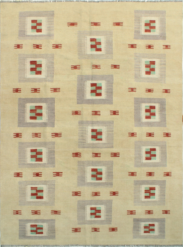 Modern Flatweave Azime Beige/Gray Rug, 5'7x8'3