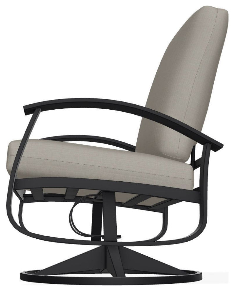 Belle Isle Cushion Outdoor Swivel Rocker, Stone Linen/Black