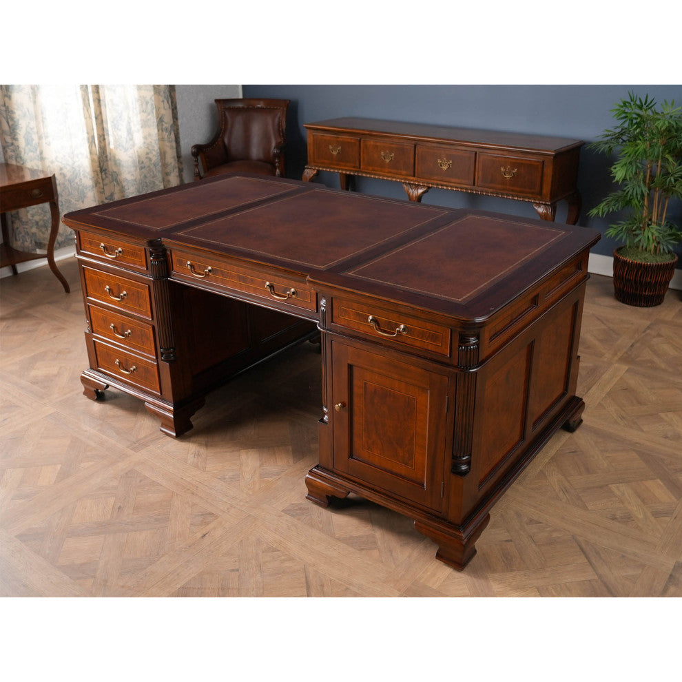 Banded Mahogany Partners Desk