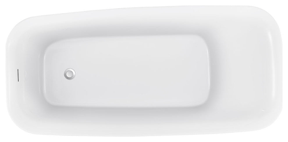 59" Acrylic Single Slipper Flatbottom Non-Whirlpool Bathtub, White