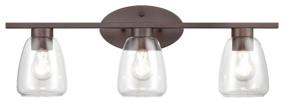 3 Light 25" Rubbed Bronze Bathroom Vanity Light