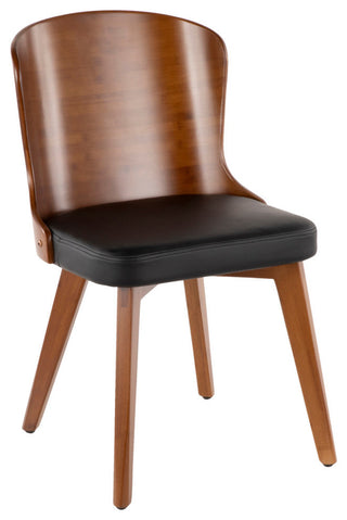 Lumisource Bocello Chair, Walnut and Black PU Leather