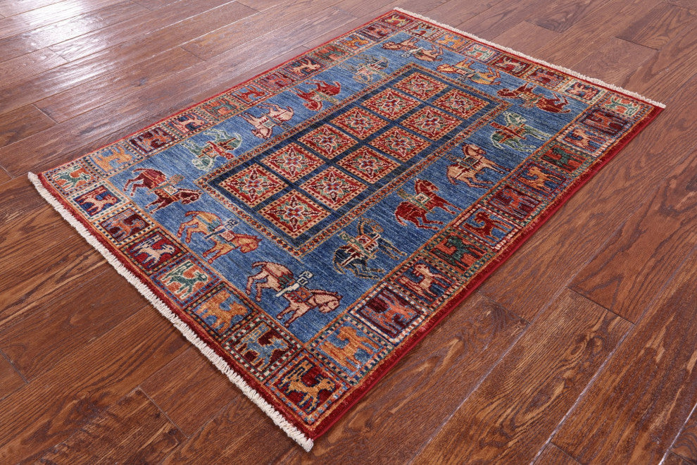 2' 9" X 3' 11" Antiqued Pazyryk Historical Design Handmade Rug Q10878