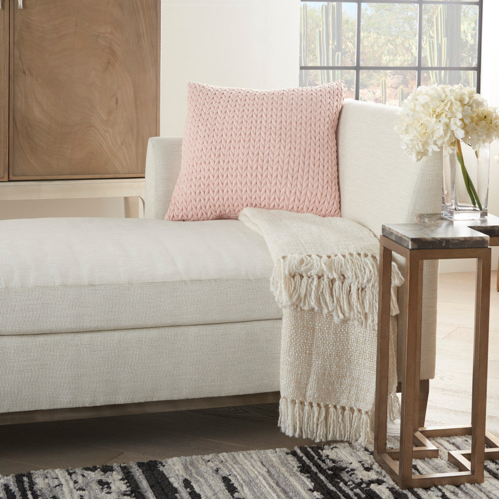 Mina Victory ET299 Throw Pillow, Blush, 22"X22"