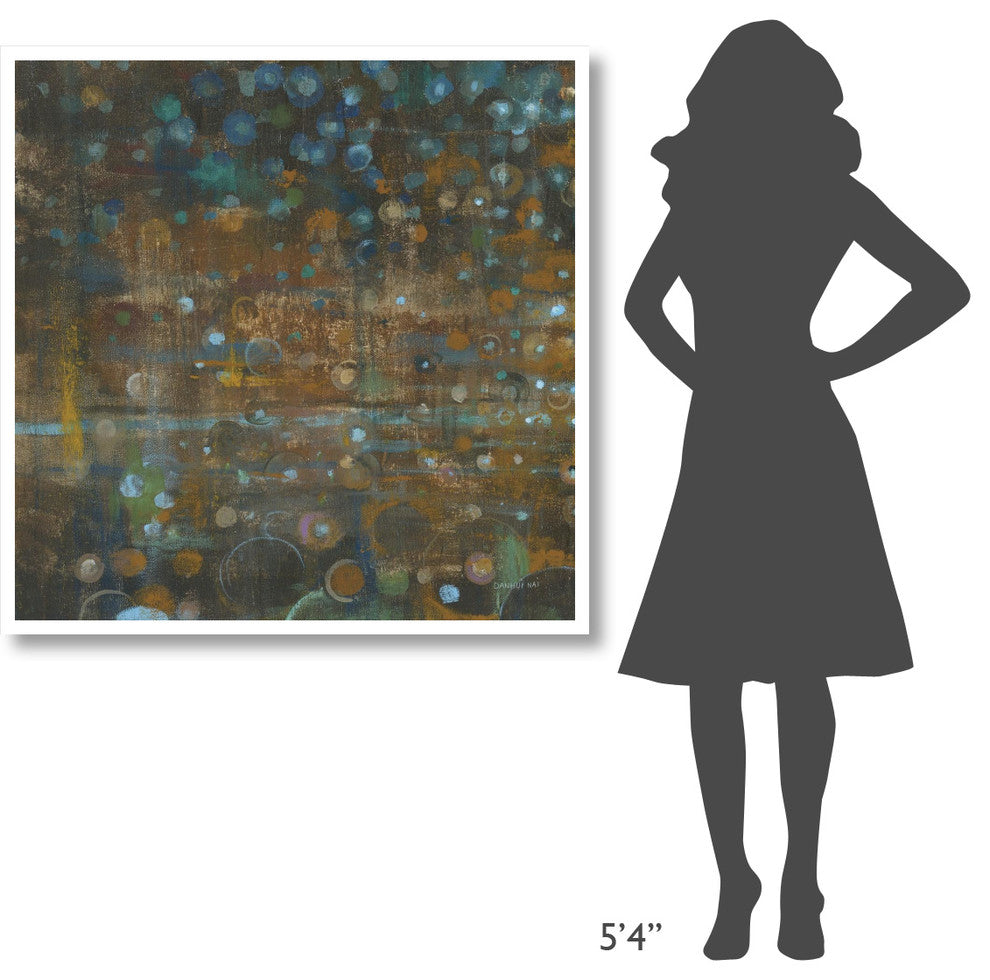 "Blue and Bronze Dots IX" Digital Paper Print by Danhui Nai, 42"x42"