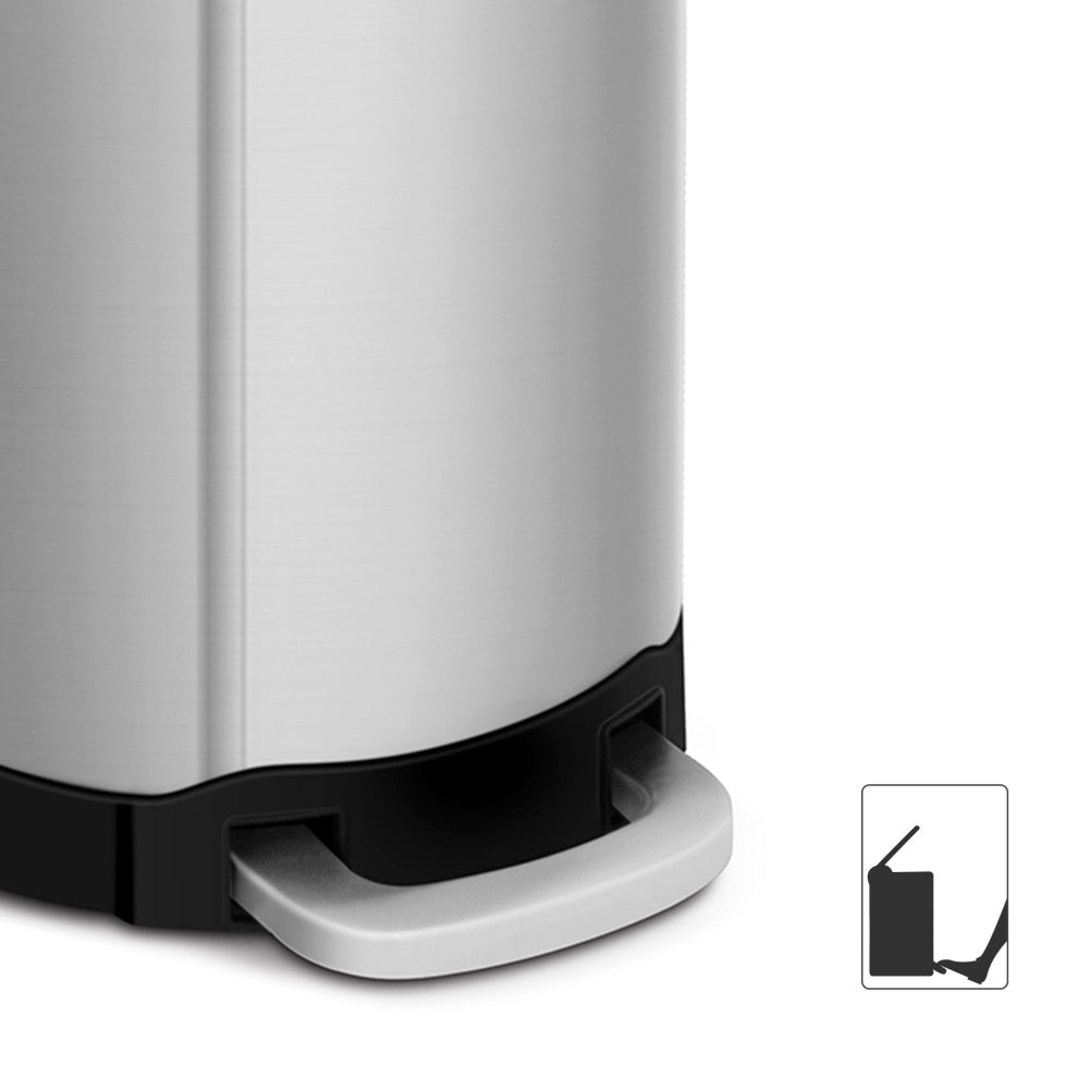 1.6 Gallon Stainless Steel Semi-round Step Bathroom and Office Trash Can