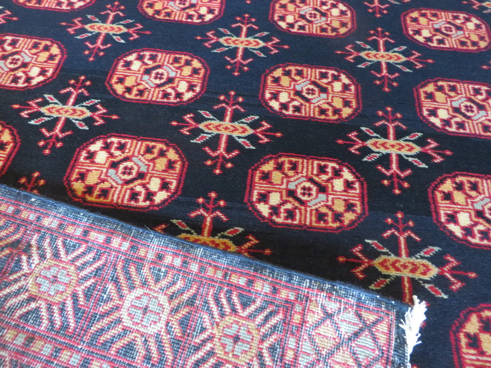 4'6x6'7 Black Bokara Hand Knotted Oriental Rug