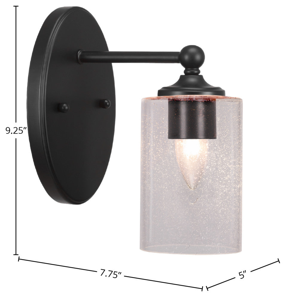 Capri 1-Light Wall Sconce, Matte Black/Clear Bubble