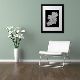 Michael Tompsett 'Ireland City Text Map 2' Matted Framed Art, White Mat, 20"x16"