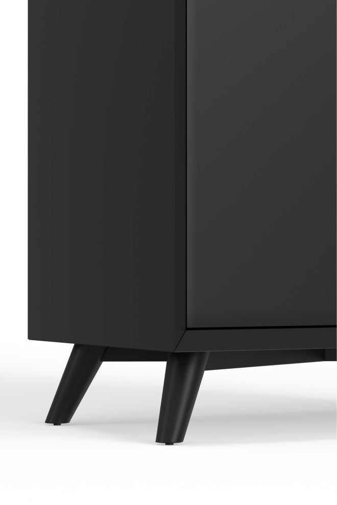 Flynn Large Bar Cabinet With Drop Down Tray, Black