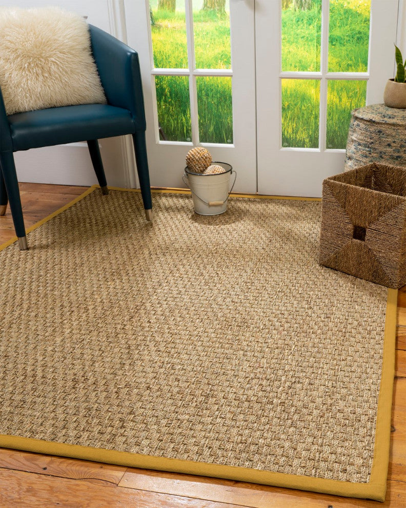 Natural Area Rugs Made in USA Basketweave Seagrass Rug, 12' x 15', Tan