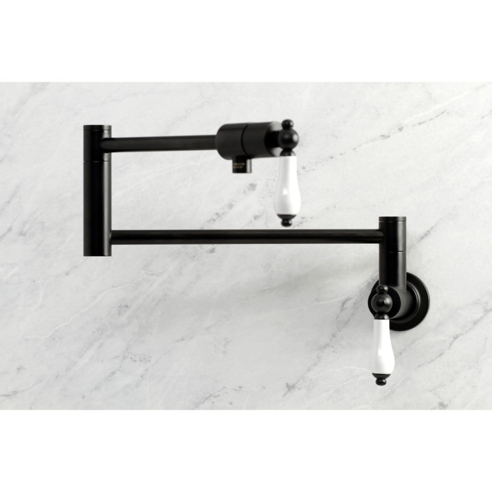 Kingston Brass KS4100PL Metropolitan Wall Mount Pot Filler, Matte Black