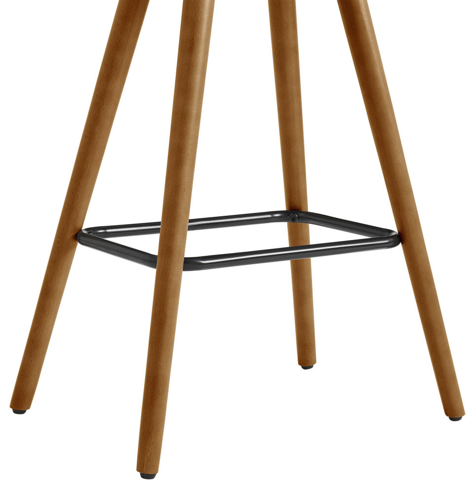 26" Cream Faux Leather Backless Wooden Bar Stool