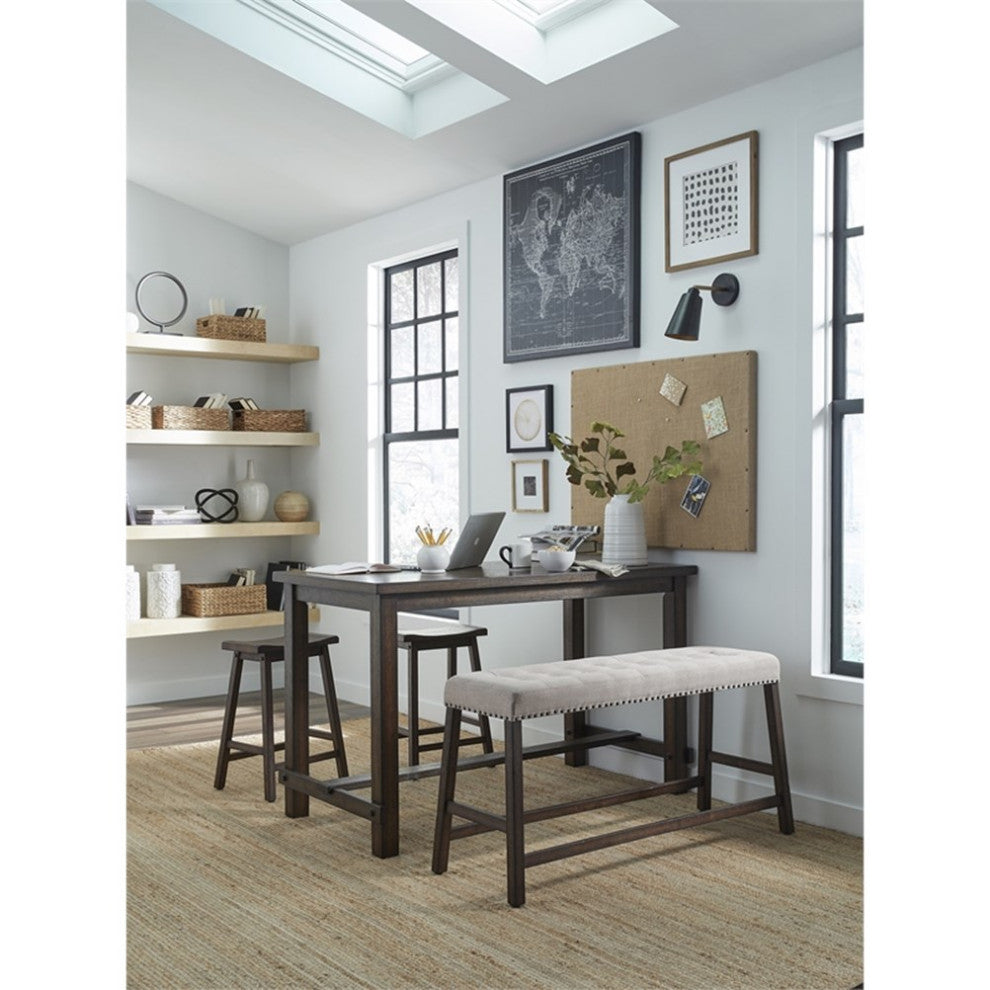 Progressive Furniture Harmony Cove Wood Rectangular Counter Table in Dark Walnut