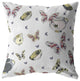 20" White Butterflies Decorative Suede Throw Pillow