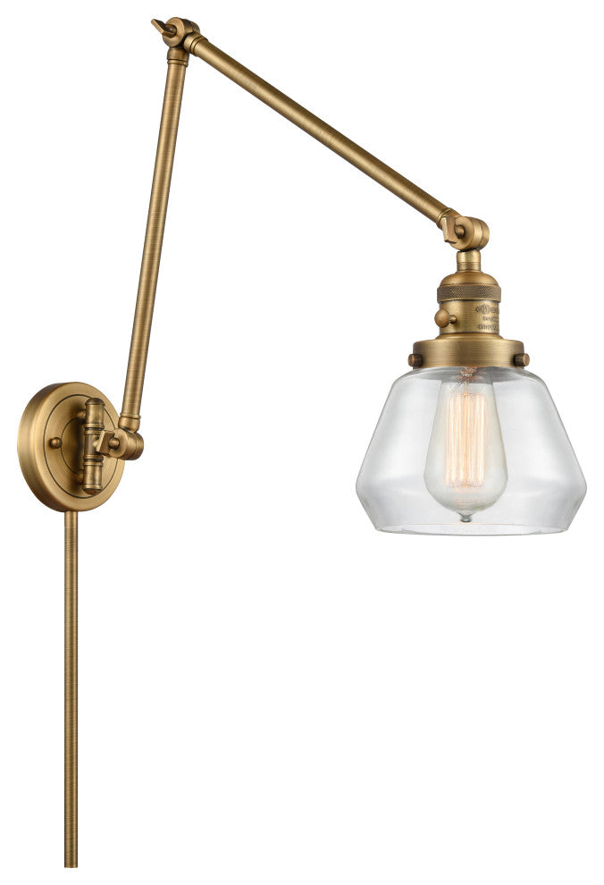 Fulton Swing Arm With Switch, Brushed Brass, Clear, Clear