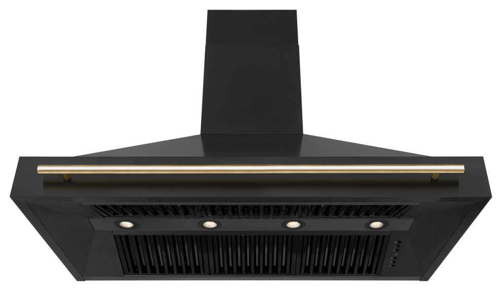 ZLINE 48" Black Stainless Range Hood with Polished Polished Gold (BS655Z-48-G)