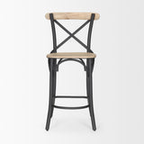 Etienne Light Brown Wood With Iron Metal Counter Stool