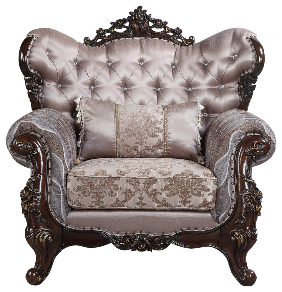 Lv00811 Chair With Pillow, Fabric and Antique Oak Finish Benbek