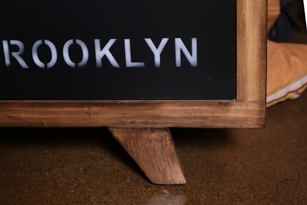 City Loft Solid Wood 80" Console/Bookcase, New York Graffiti