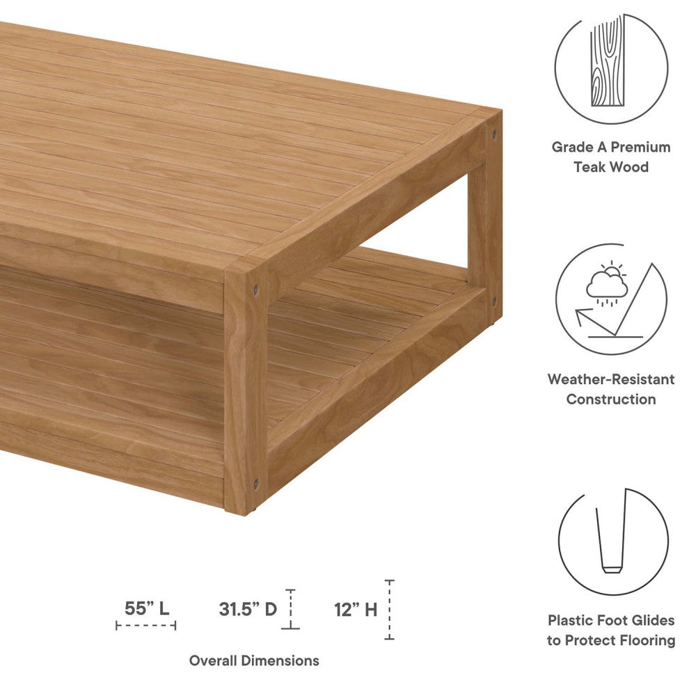 Carlsbad Teak Wood Outdoor Patio Coffee Table