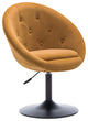 Button Tufted Swivel Velvet Papasan Chair, Earthy Yellow