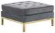 Loft Gold Stainless Steel Leg Performance Velvet Ottoman-Gold Gray