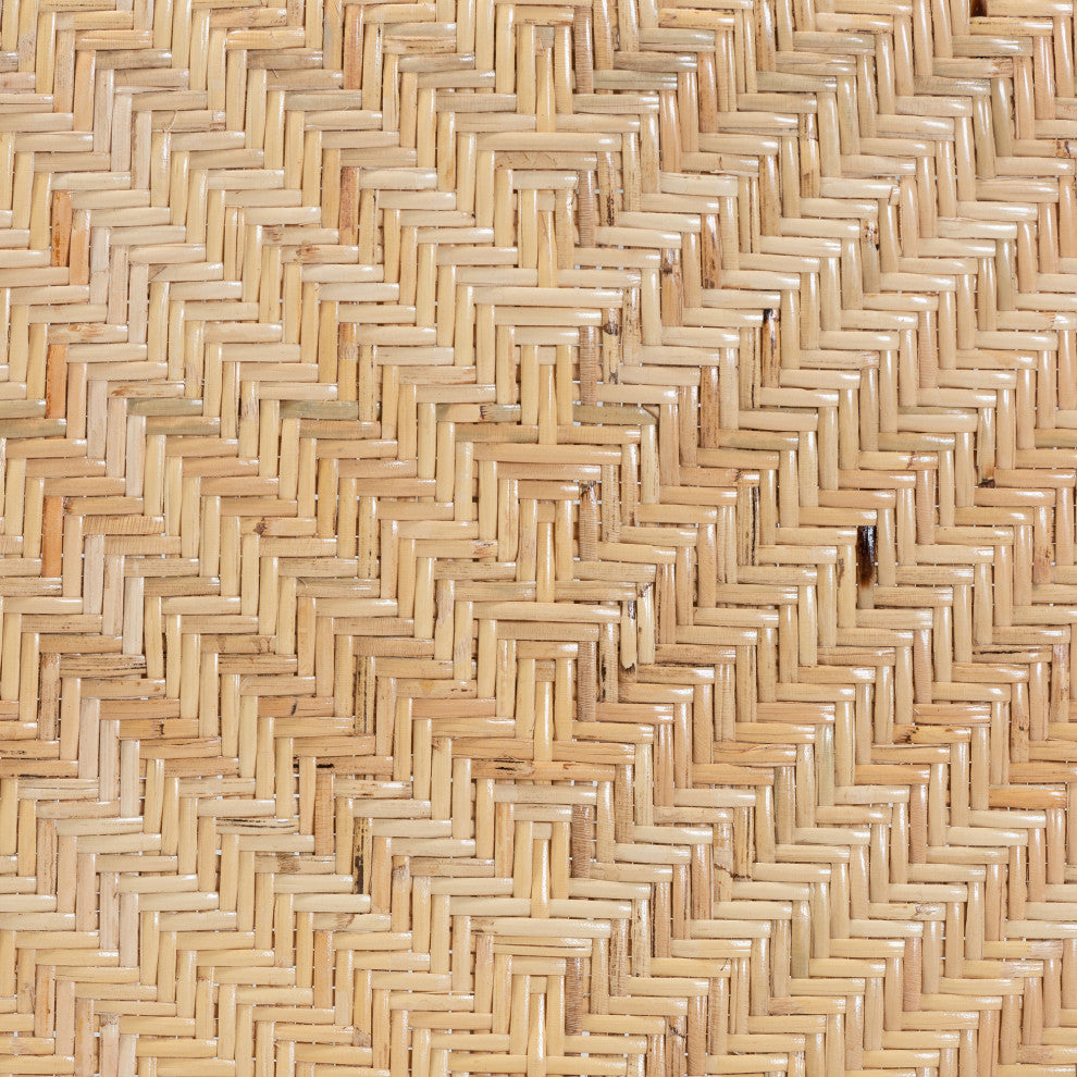 Kobe Mid-Century Modern Natural Brown Finished Wood and Rattan Dining Chair