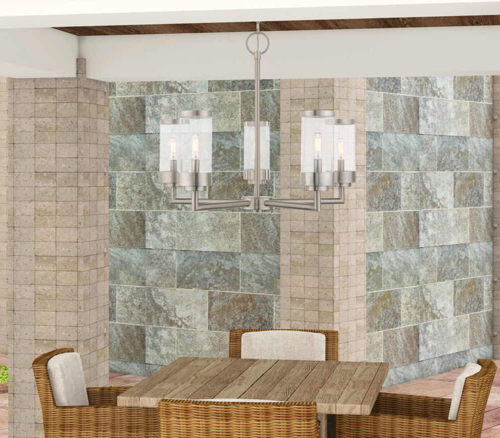 Livex Lighting Hillcrest 5 Light Brushed Nickel Outdoor Chandelier