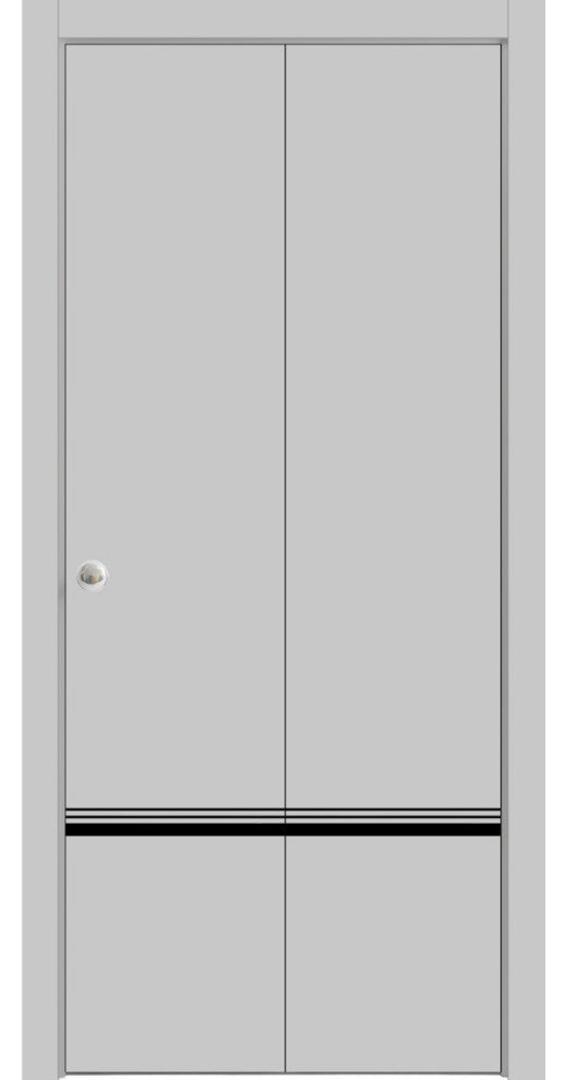 Bi-fold Doors 36 x 84 | Planum 0012 Grey Matte with  | Sturdy Tracks