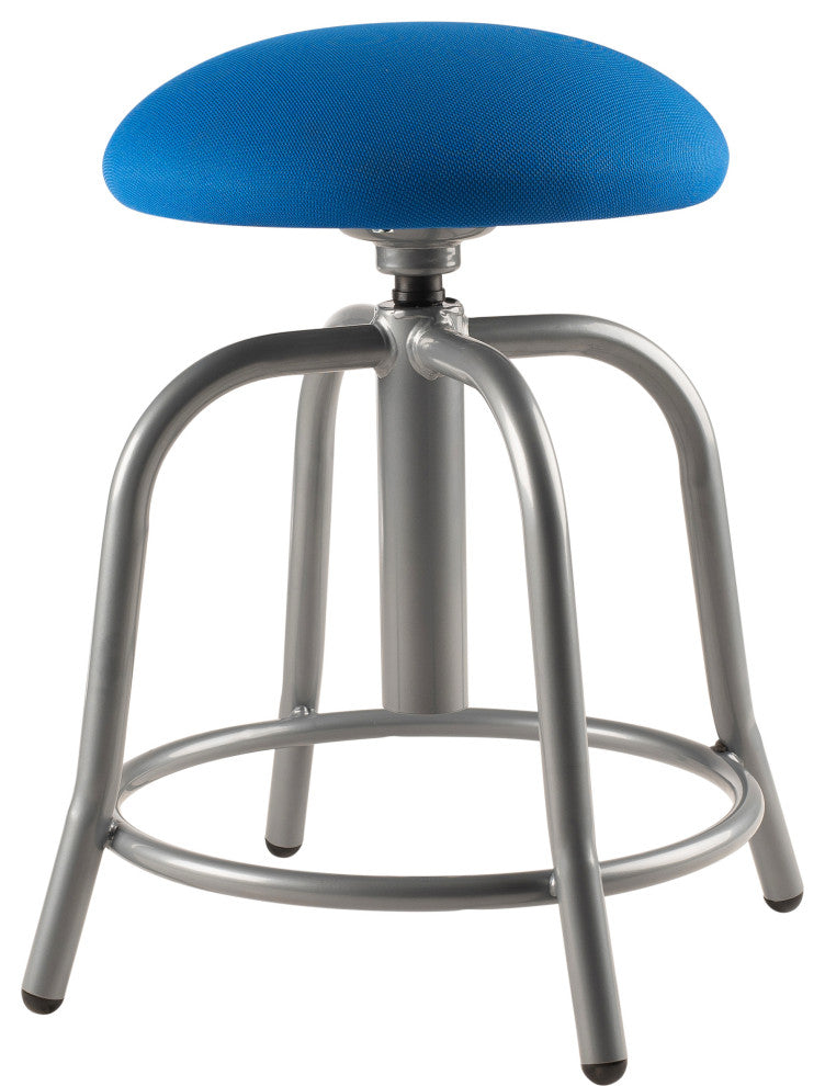 NPS 18"-25" Height Adjustable Stool, 3" Fabric Cobalt Blue Seat, Grey Frame