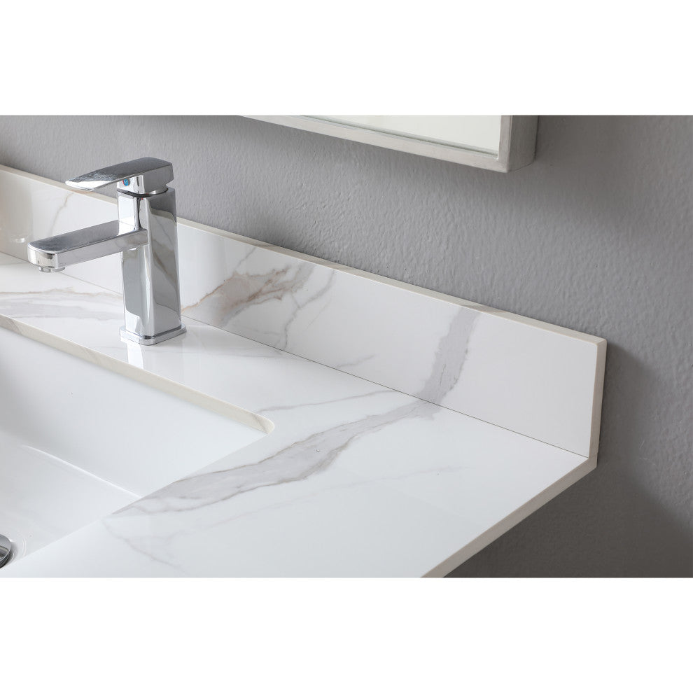 31"/ 37"/ 43" Carrara Gold Engineered Stone Bath Vanity Top, 37"