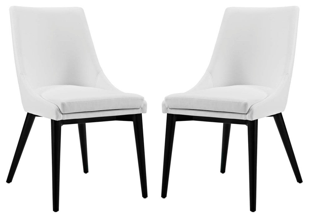 Modern White Viscount Dining Side Chair Vinyl <br>Set of 2